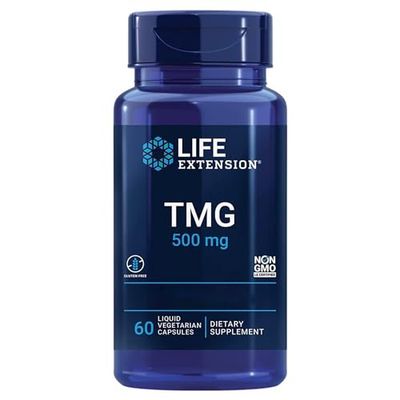 Life Extension, TMG, 500 mg, 60 Capsule liquide vegane, Testato in Laboratorio, Senza Glutine, Senza Soia, Vegetariano