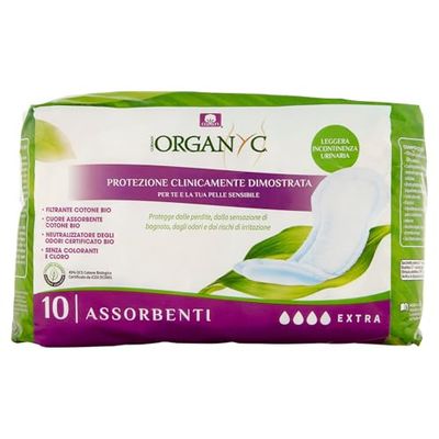 Organyc - Absorptionsmittel für Harnaustritte aus 100% biologischer Baumwolle - Super saugfähig, 1 Packung mit 10 Stück