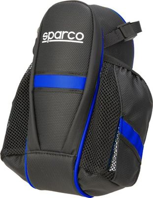 Sparco borsa blu da sella per bicicletta in nylon adatta a lunghi viaggi con doppia tasca e fascia riflettente