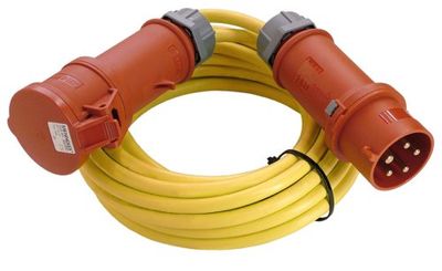 as - Schwabe 60726 Rallonge électrique K35 AT-N07V3V3-F 5G4 Norme CEE Protection IP44 Jaune 400 V / 32 A 25 m