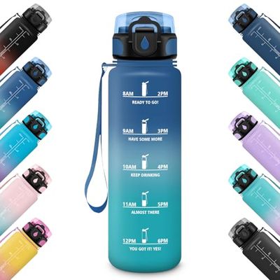 HoneyHolly 500 ml drickflaska, läckagesäker, sportflaska, motiverande flaska, med tidsmarkör, vattenflaska, vattenflaska för skola, camping, yoga, kontor