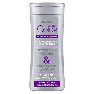 JOANNA Ultra Colour Silver Shampoo for Women - Colour-Enhancing, Neutralises Unwanted Yellow Tones - Makes Combing Hair Easier - Silver Blonde Tones 400 ml