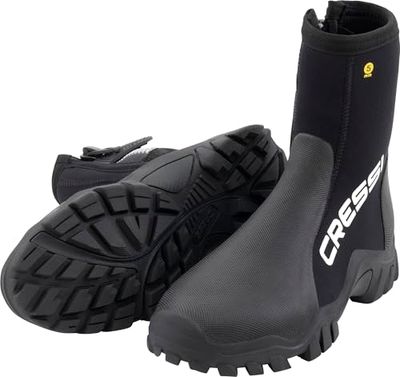 CRESSI Reeftech RS Boots 5 mm XL (44/45 EU) - 5 mm zwarte dubbel gevoerde neopreen laarzen met versterkte zool, ontworpen voor gebruik in koud water, ideaal voor duiken met open hielvinnen