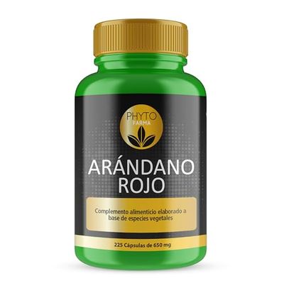 PHYTOFARMA Arándano Rojo Capsulas - 225 Cápsulas de 650 mg - Suministro Para 3 Meses - Prevención Infecciones Urinarias - Antioxidante