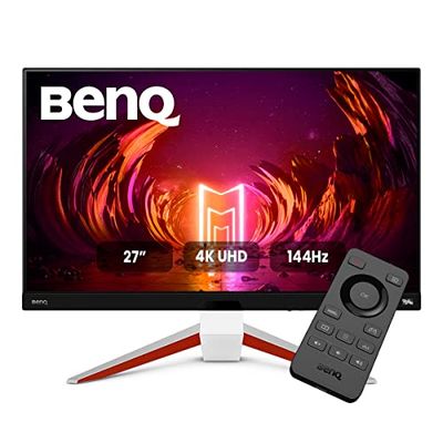 BenQ MOBIUZ EX2710U Monitor Gaming Blanco 27” 4K UHD IPS, 144Hz, 1ms, HDR600, HDMI 2.1 48Gbps, VRR para PS5, FreeSync Premium, 98% P3, Control Remoto, Eye-Care, Altavoces 2.1