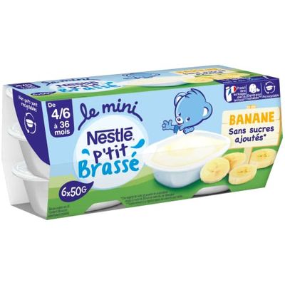 P'tit brassé mini Banane sans sucres ajoutés - dès 4/6 mois - 6 x 50g