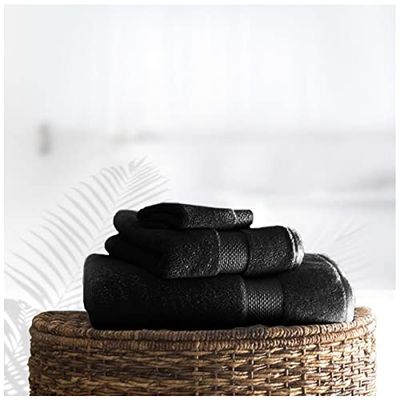 GC GAVENO CAVAILIA Noir Gaveno Cavailia Miami Lot de 2 draps de Bain épais et absorbants en Coton égyptien 700 g, Jumbo Bath Sheet (100x180 Cm)