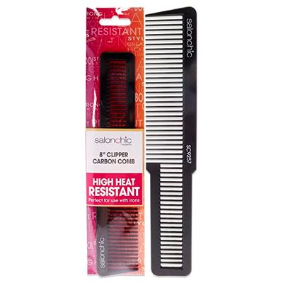 SalonChic - Peine de carbono con parte superior plana, resistente al calor, 8 para unisex, 1 pieza