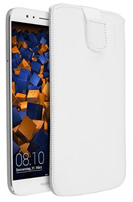 mumbi Echt leren hoesje compatibel met Huawei G8 / GX8 hoes lederen tas case wallet, wit