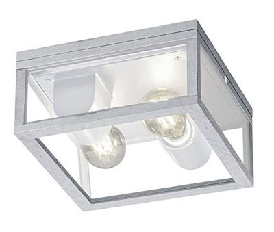 Garonne 601860286 Trio Lights Plafonnier d'extérieur en aluminium moulé sous pression Zinc 2 x E27
