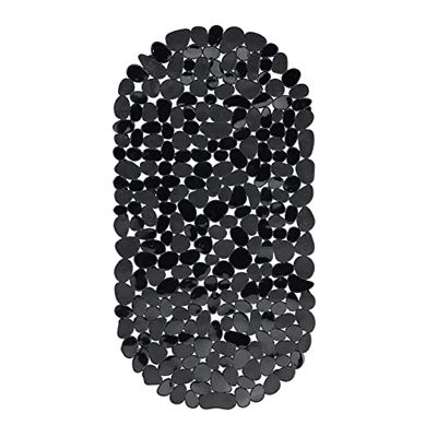 Relaxdays Tapis de Bain pour Baignoire Aspect Pierre, Tapis de Bain antidérapant, avec ventouses, Lavable, LxP: 36 x 68 cm, Noir