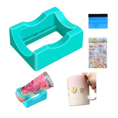 Supporto per tazza per bicchieri, piccolo supporto per tazza in silicone con slot integrato da utilizzare per applicare decalcomanie in vinile per bicchieri, antiscivolo 2 supporti angolari per resina