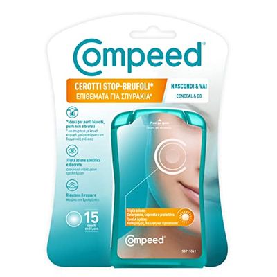 Compeed® Stop brufoli Nascondi e Vai - Cerotti Invisibili Adatti a Tutte le tonalità della Pelle- Tripla Azione Detergente, Coprente, Protettiva. Per uso quotidiano - 15 pz