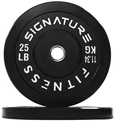 Signature Fitness 2 inch Olympische bumper plaat halterschijven met stalen naaf, 25 pond, paar