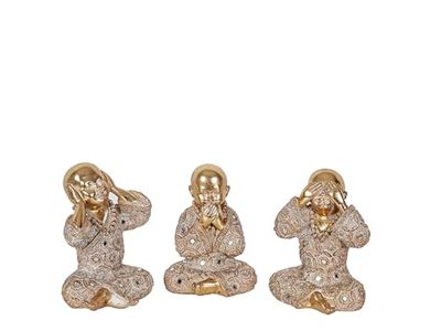 Zestaw 3 MONJES SENTIDOS RESINA DORADO