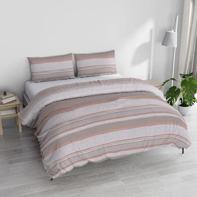 Italian Bed Linen ATHENA poszewka na kołdrę z nadrukiem i poszewkami na poduszki, różowy DAMOUR, podwójny