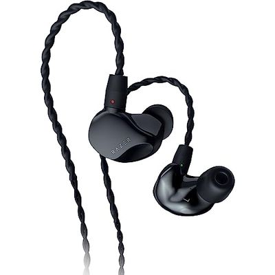 Razer Moray - In-ear monitor ergonomico per streammare tutto il giorno (Design acustico ibrido a doppio driver, Forma ergonomica a basso profilo, Isolamento passivo dal rumore avanzato) Negro