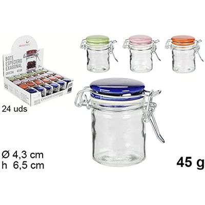 Cm 157234 Bote Cristal Especiero Redondo Tapa Ceramica