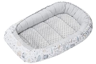 Medi Partners Reducteur de Lit Bebe - Réducteur Bébé 100x60x15cm Cocon et Naissance couffin Nid d'ange bilatéral Cale 100% Coton Minky (Glade avec Minky Gris)
