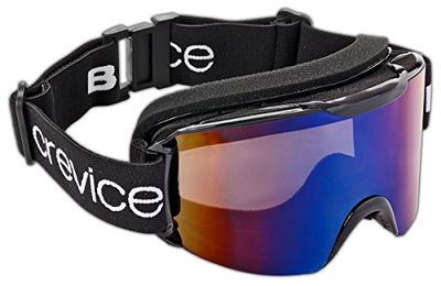 Black Crevice Skibril in frameloos design, skibril in verschillende kleuren, snowboardbril, onbreekbare dubbele lens, anti-condenslaag en UV 400-bescherming, in grootte verstelbaar