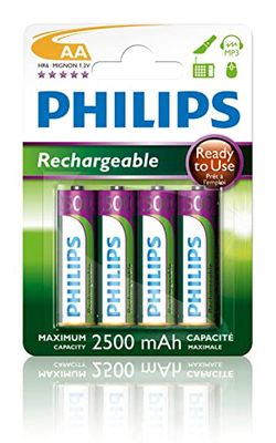 Philips R6B4RTU25/10 Batterie Akku AA (2500mAh, 1.2V, 4-ER Blister)