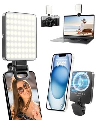 Carehabi Magnetic Lumiere Photo avec 128 Perles de Lampe, 3000-6500K 10 Niveaux de Luminosité Eclairage Video, Lumiere Telephone avec Clip pour Téléphone, Appareil Photo, Ordinateur Portable