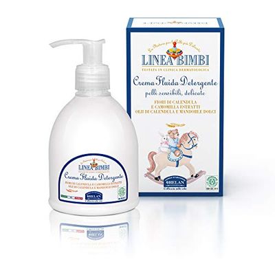 Helan Linea Bimbi - Baby Cleansing Cream with Calendula & Sweet Almonds, Calming & Nourishing Action - Moisturising Baby Lotion & Fluid Gentle Cleanser for Sensitive Skin - Made in Italy, 240 ml