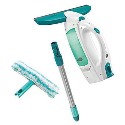 Leifheit Dry & Clean Set Lavavetri Elettrico Con Manico E Washer Finestre, Bianco Blu