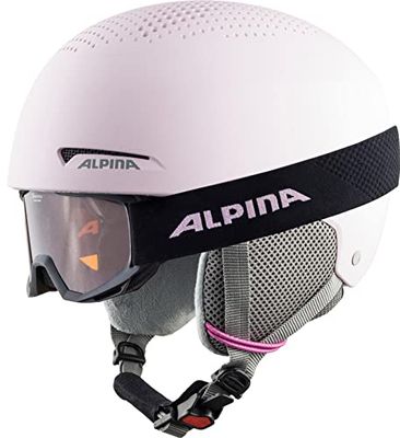ALPINA Unisex - Bambini, ZUPO SET (+PINEY) Casco da sci, light-rose matt, 48-52 cm