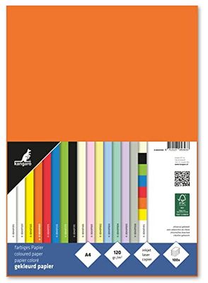 kangaro - Papel de carta naranja DIN A4-120g/m² FSC mix 100 pack - Papel de carta para manualidades DIY K-0043F055 29,7 x 21 x 1,5