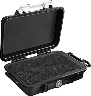 PELI 1020 petit boîtier étanche IP67 pour les sports nautiques et de plein air, capacité de 0,5L, fabriqué aux États-Unis, doublure transparente/noire