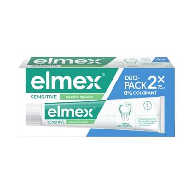 ELMEX - Dentifricio Elmex Sensitive Alito Fresco 0% Coloranti - Denti Sensibili, Gengive Dolorose, Protezione dello smalto - 2 x 75 ml