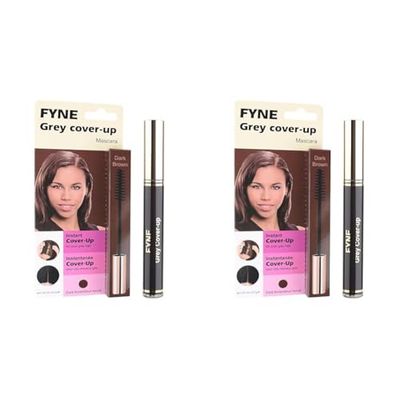 FYNE Root Touch Up Hair Mascara - Instant Dark Brown Grey Hair Cover Up - Magic Retouch Temporary Hair Colour for Men & Women (Pack of 2)
