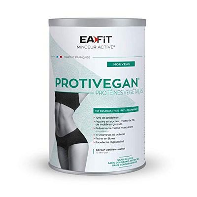 EAFIT Protivegan - Vanille Caramel - 450 g - 15 en-cas Protéines végétales - Tri sources - SANS GLUTEN - SANS COLORANT ARTIFICIEL - SANS CONSERVATEUR