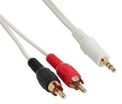 InLine 3m 2x Cinch Plug to 3.5mm Jack Connector Cinch to Jack Cable - White/Gold