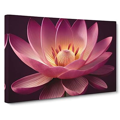 Dashing Lotus Flower Canvas Wall Art Print Ready to Hang, Framed Picture for Living Room Bedroom Home Office Décor, 30x20 Inch (76x50 cm)