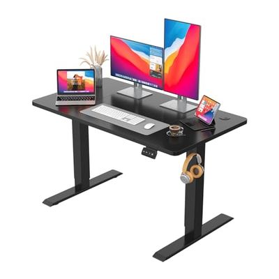 JUMMICO In hoogte verstelbaar bureau, staand bureau, elektrisch bureau, in hoogte verstelbaar, met geheugenfunctie, 120 x 60 cm, zwart