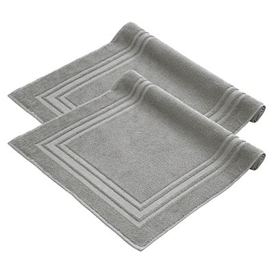 Komfortec Set di 2 tappetini da bagno, in spugna, lavabile, 600 g/m² e 100% cotone, assorbenti e ad asciugatura rapida, 50 x 70 cm, colore: grigio argento