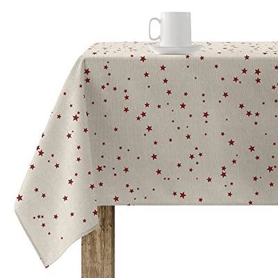 BELUM Christmas Tablecloth XL 180 x 250 cm 100% Cotton Resin Coated Stain Resistant Non-Laminated Merry Christmas 23