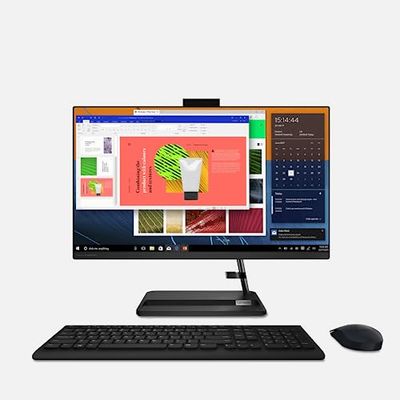 Lenovo IdeaCentre AIO 3 All-in-One PC | 24 Inch Full HD | AMD Ryzen 5 7530U | 16GB RAM | 512GB SSD | Windows 11 Home | Black | Wireless Calliope Keyboard and Mouse