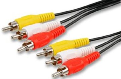 Pro Signal PSG03054 3x Phono (RCA) Male to 3x Male Lead, 25cm, Black