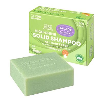 Balade en Provence High Shine Organic Solid Shampoo Bar | for All Hair Types | Citrus Scent | 80g