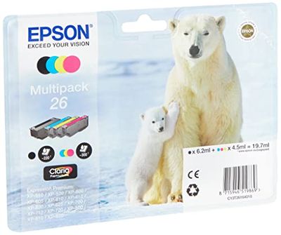 Epson 26 Serie Orso Polare Cartuccia Originale, Multipack, Standard, 4 Colori