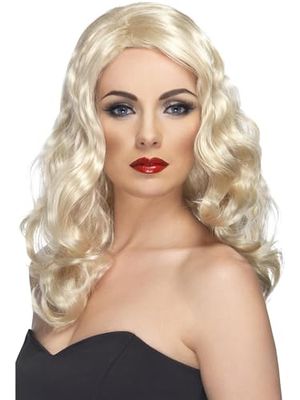 Smiffys, Dames glamour pruik met krullen, One Size, Blond, 42147