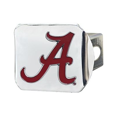 FANMATS NCAA Alabama Crimson Tide Hitch Cover with Color Emblemchrome Hitch Cover with Color Emblem, Chrome, One Size