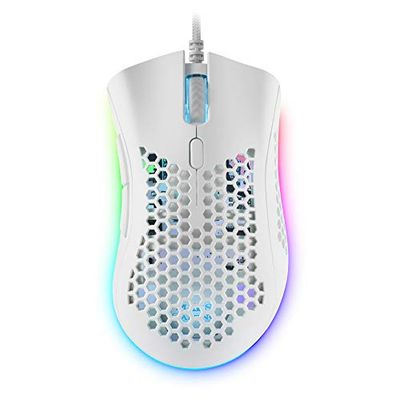 Mars Gaming MMEX Blanc, Souris Gamer RGB, 32K DPI, Câble Feather, Switches Optiques