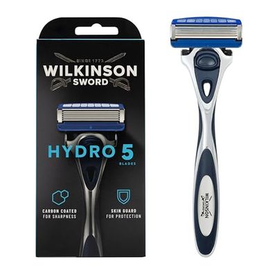 Wilkinson Sword Hydro-5 Blue Rasoio, 1.0 unità, Alta qualità Wilkinson, Plastica, Standard, Metallo, 200.0 millimeters, 38.0 millimeters, 90.0 millimeters, 48.6 grams, Unisex adulto