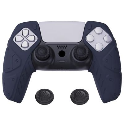 playvital Mecha Edition Midnight Blue Ergonomic Soft Controller Silicone Case Grips for ps5, Rubber Protector Skins with Thumbstick Caps for ps5 Controller – Compatible with Charging Station