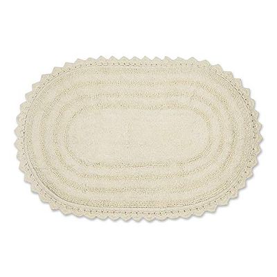 DII Crochet Collection - Tappetino da bagno reversibile, grande ovale, 21 x 34, bianco sporco