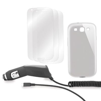 Xqisit 12550 starterset (displaybeschermfolie, beschermfolie, oplader) voor Samsung Galaxy S3